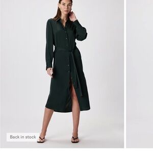 Quince Deep Green Long Sleeve Dress